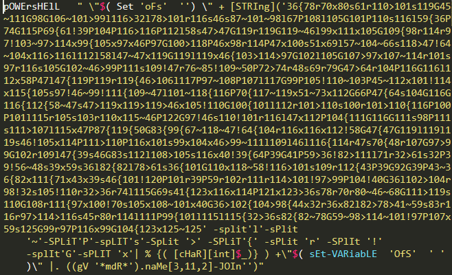 Example 3. Ascii code array obfuscation method