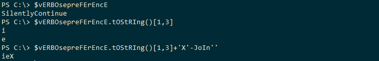 Invoke-Expression obfuscation example